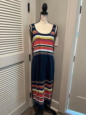 Tommy Bahama Navy Maxi Dress with Multicolor Stripes